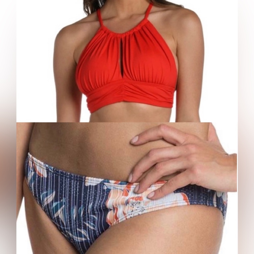 SWIM MASHUP: NWT- La Blanca ‘Island Goddess’ Mid-Kini Swim Top & NWT Roxy Bottom